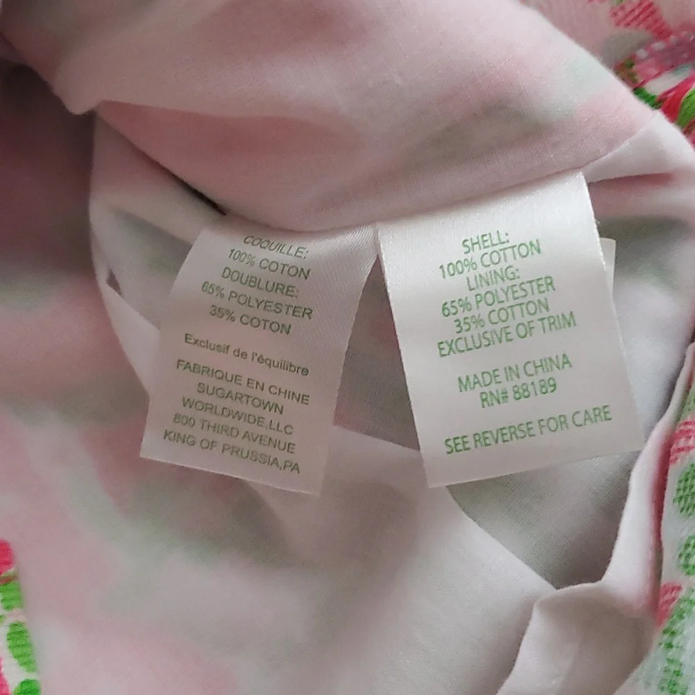 Lilly Pulitzer Girls Pink Green Floral Shift Dress Sz10